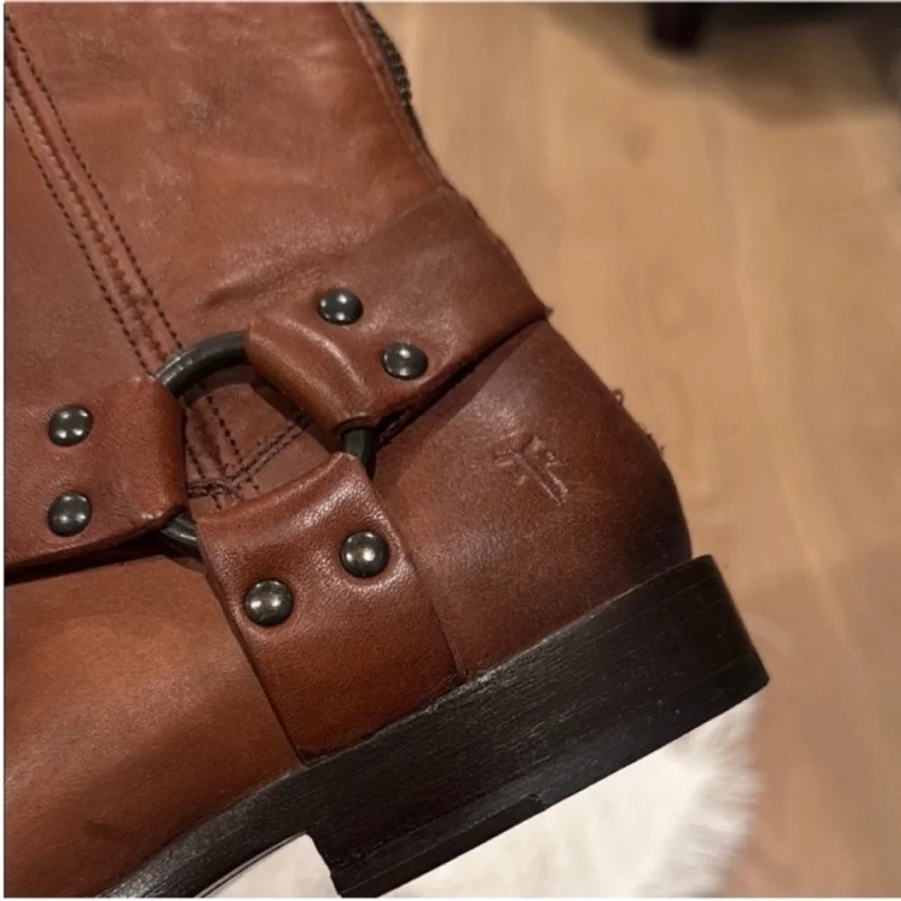 Frye Brown Leather Moto Boots